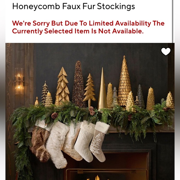 Pottery barn honeycomb faux fur stocking excellent like new SOLD OUT ON WEBSITE - Picture 3 of 4